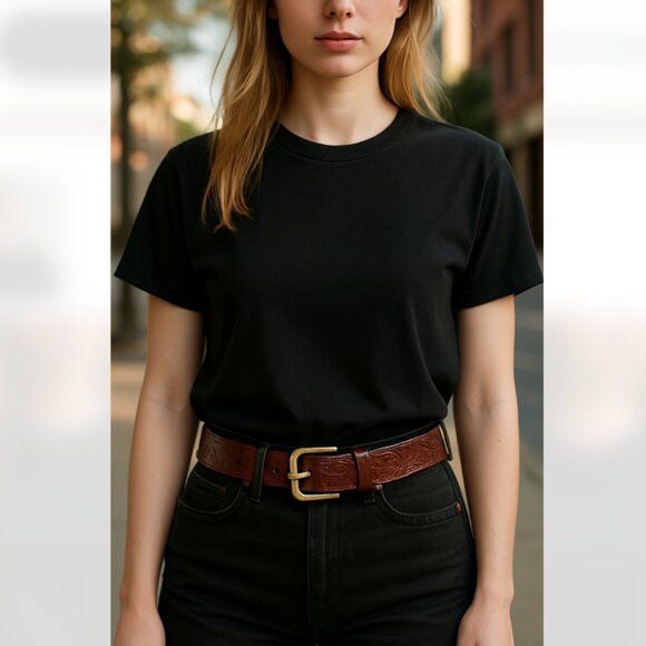NWT Patricia Nash Womens Florence Brown Leather Vietri Belt Embossed Small main image 6